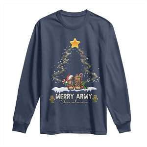 Merry Army Christmas Long Sleeve Shirt Military Family Veteran Xmas Gift Camo Boots TS10 Navy Print Your Wear