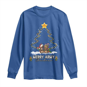 Merry Army Christmas Long Sleeve Shirt Military Family Veteran Xmas Gift Camo Boots TS10 Royal Blue Print Your Wear