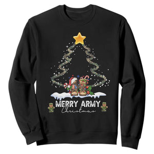 Merry Army Christmas Sweatshirt Military Family Veteran Xmas Gift Camo Boots TS10 Black Print Your Wear