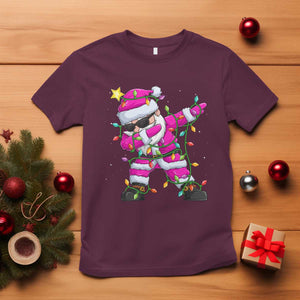 Dabbing Santa T Shirt Xmas Lights Pink Christmas Gifts TS10 Maroon Print Your Wear