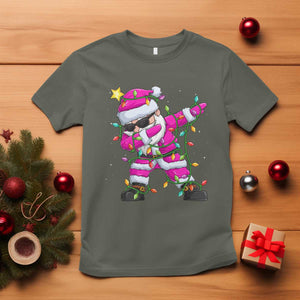 Dabbing Santa T Shirt Xmas Lights Pink Christmas Gifts TS10 Military Green Print Your Wear