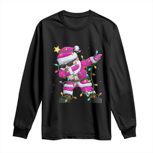 Dabbing Santa Long Sleeve Shirt Xmas Lights Pink Christmas Gifts TS10 Black Print Your Wear