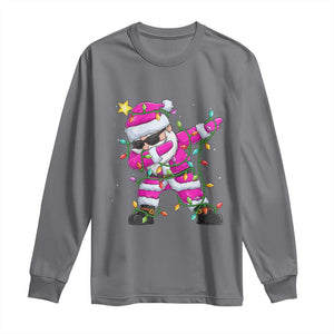 Dabbing Santa Long Sleeve Shirt Xmas Lights Pink Christmas Gifts TS10 Charcoal Print Your Wear