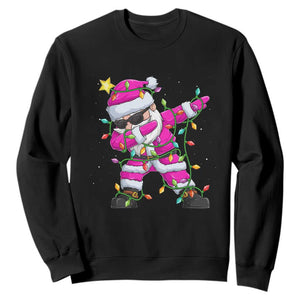 Dabbing Santa Sweatshirt Xmas Lights Pink Christmas Gifts TS10 Black Print Your Wear