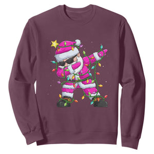 Dabbing Santa Sweatshirt Xmas Lights Pink Christmas Gifts TS10 Maroon Print Your Wear