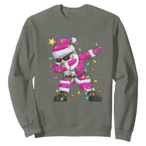 Dabbing Santa Sweatshirt Xmas Lights Pink Christmas Gifts TS10 Military Green Print Your Wear