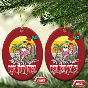 Mele Kalikimaka Hawaiian Christmas Ornament Hawaii Santa Xmas Family Beach Vacation TS10 Oval Red Print Your Wear