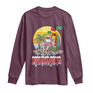 Mele Kalikimaka Hawaiian Christmas In July Hawaii Santa Long Sleeve Shirt Xmas Family Beach Vacation TS10 Maroon Print Your Wear