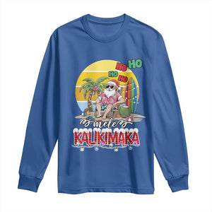 Mele Kalikimaka Hawaiian Christmas In July Hawaii Santa Long Sleeve Shirt Xmas Family Beach Vacation TS10 Royal Blue Print Your Wear