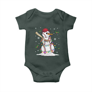 Christmas Baseball Player Baby Onesie Snowman Balls Xmas Gifts Santa Sports Men Boys TS10 Dark Forest Green Print Your Wear