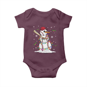 Christmas Baseball Player Baby Onesie Snowman Balls Xmas Gifts Santa Sports Men Boys TS10 Maroon Print Your Wear