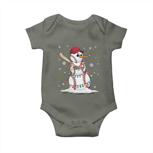 Christmas Baseball Player Baby Onesie Snowman Balls Xmas Gifts Santa Sports Men Boys TS10 Military Green Print Your Wear