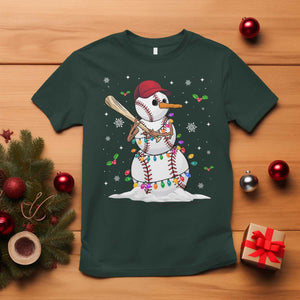 Christmas Baseball Player T Shirt Snowman Balls Xmas Gifts Santa Sports Men Boys TS10 Dark Forest Green Print Your Wear