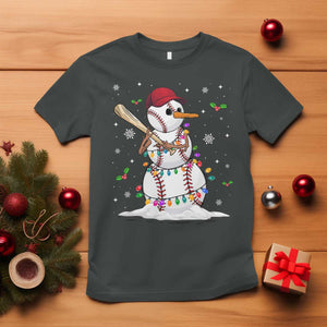 Christmas Baseball Player T Shirt Snowman Balls Xmas Gifts Santa Sports Men Boys TS10 Dark Heather Print Your Wear