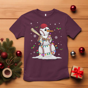 Christmas Baseball Player T Shirt Snowman Balls Xmas Gifts Santa Sports Men Boys TS10 Maroon Print Your Wear