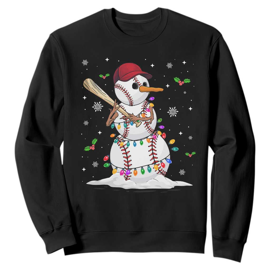 Christmas Baseball Player Sweatshirt Baseball Snowman Balls Snow Xmas Gifts Santa Sports Gifts For Men Boys TS10 Black Print Your Wear