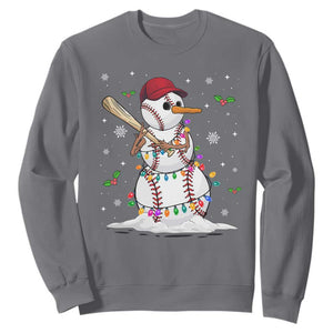 Christmas Baseball Player Sweatshirt Baseball Snowman Balls Snow Xmas Gifts Santa Sports Gifts For Men Boys TS10 Charcoal Print Your Wear