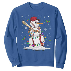 Christmas Baseball Player Sweatshirt Baseball Snowman Balls Snow Xmas Gifts Santa Sports Gifts For Men Boys TS10 Royal Blue Print Your Wear