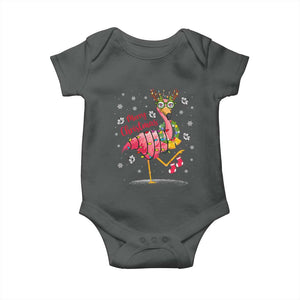 Christmas Flamingo Baby Onesie Tropical Xmas Family Beach Vacation TS10 Dark Heather Print Your Wear