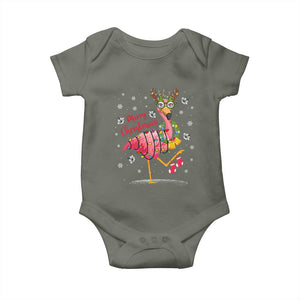 Christmas Flamingo Baby Onesie Tropical Xmas Family Beach Vacation TS10 Military Green Print Your Wear