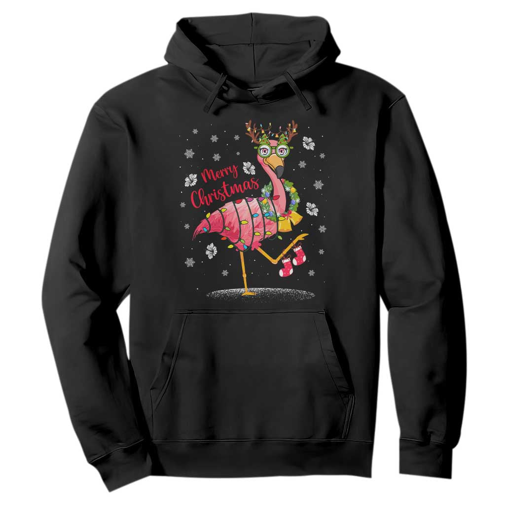 Christmas Flamingo Hoodie Tropical Xmas Family Beach Vacation TS10 Black Print Your Wear