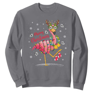 Christmas Flamingo Sweatshirt Tropical Xmas Family Beach Vacation TS10 Charcoal Print Your Wear