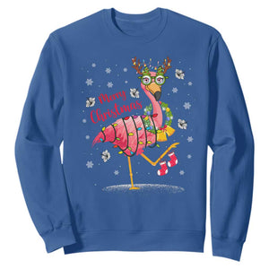 Christmas Flamingo Sweatshirt Tropical Xmas Family Beach Vacation TS10 Royal Blue Print Your Wear