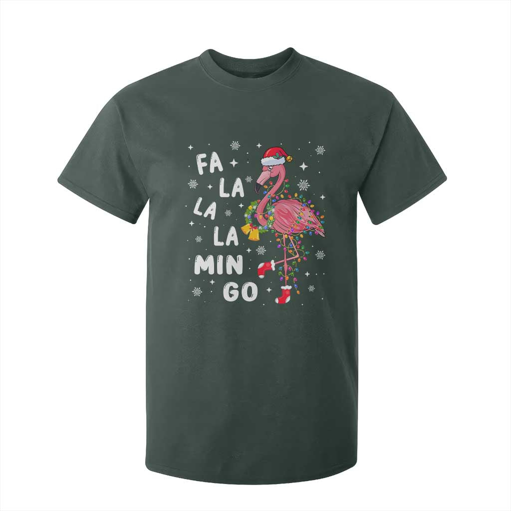 Christmas Flamingo T Shirt For Kid Hawaii Christmas Xmas Lights Tree TS10 Dark Forest Green Print Your Wear