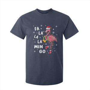 Christmas Flamingo T Shirt For Kid Hawaii Christmas Xmas Lights Tree TS10 Navy Print Your Wear