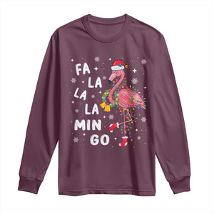 Christmas Flamingo Long Sleeve Shirt Hawaii Christmas Xmas Lights Tree TS10 Maroon Print Your Wear