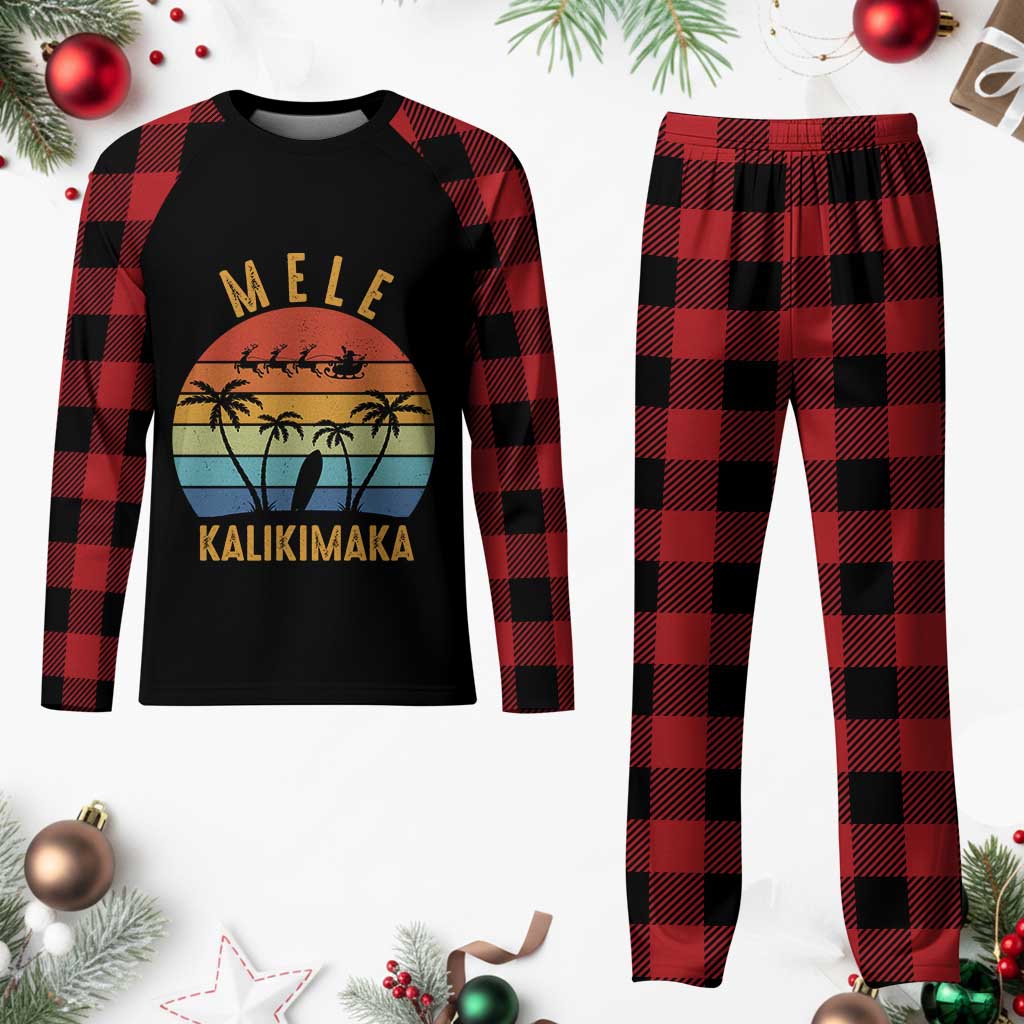 Mele Kalikimaka Hawaiian Christmas Plaid Pajama Set Retro Hawaii Island Palm Beach Surfboard Surf Xmas Family TS10 Buffalo Plaid Print Your Wear