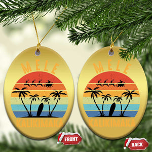 Mele Kalikimaka Hawaiian Christmas Christmas Ornament Retro Hawaii Island Palm Beach Surfboard Surf Xmas Family TS10 Oval Gold Print Your Wear