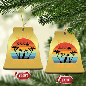 Mele Kalikimaka Hawaiian Christmas Christmas Ornament Retro Hawaii Island Palm Beach Surfboard Surf Xmas Family TS10 Bell Flake Gold Print Your Wear