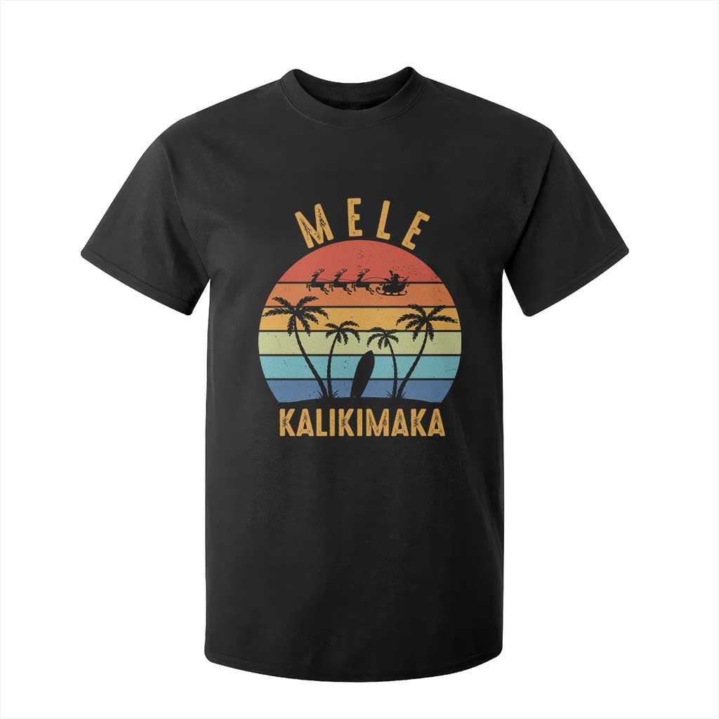 Mele Kalikimaka Hawaiian Christmas T Shirt For Kid Retro Hawaii Island Palm Beach Surfboard Surf Xmas Family TS10 Black Print Your Wear