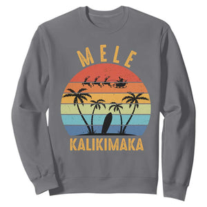 Mele Kalikimaka Hawaiian Christmas Sweatshirt Retro Hawaii Island Palm Beach Surfboard Surf Xmas Family TS10 Charcoal Print Your Wear