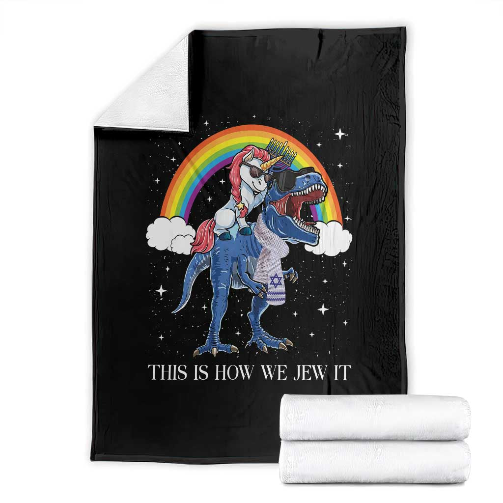 Funny Hanukkah Throw Blanket Jewnicorn This Is How We Jew It TS10 Black Print Your Wear