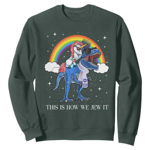 Funny Hanukkah Sweatshirt Jewnicorn This Is How We Jew It TS10 Dark Forest Green Print Your Wear