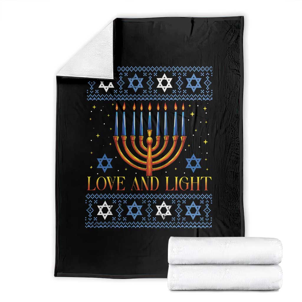 Ugly Hanukkah Throw Blanket Love and Light Jew Menorah Jewish Chanukah TS10 Black Print Your Wear