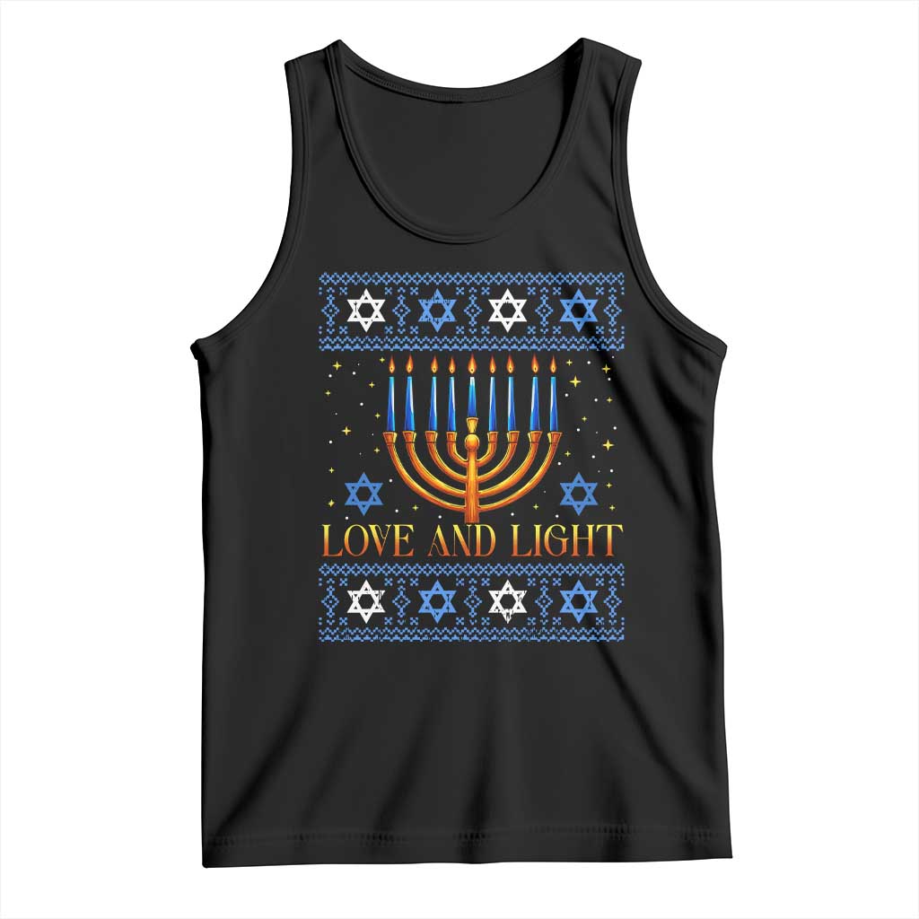 Ugly Hanukkah Tank Top Love and Light Jew Menorah Jewish Chanukah TS10 Black Print Your Wear