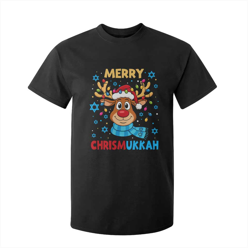 Merry Chrismukkah T Shirt For Kid Jewish Happy Christmas Hanukkah Reindeer Menorah TS10 Black Print Your Wear