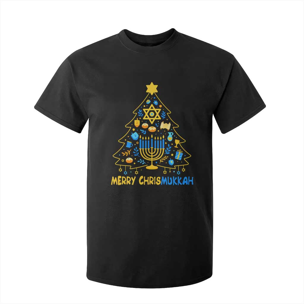 Merry Chrismukkah T Shirt For Kid Jewish Happy Hanukkah Christmas Tree TS10 Black Print Your Wear