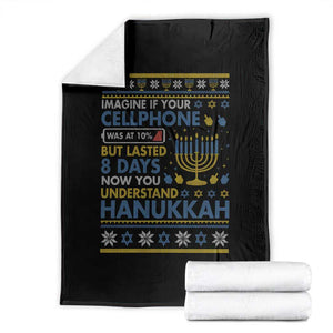 Funny Ugly Hanukkah Throw Blanket Imagine Your Cellphone Chanukah Jewish TS10 Black Print Your Wear