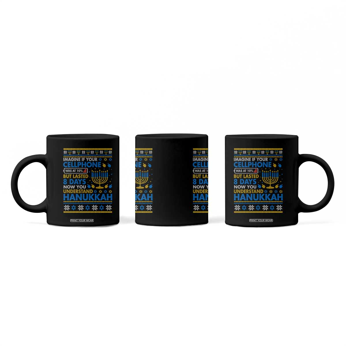 Funny Ugly Hanukkah Coffee Mug Imagine Your Cellphone Chanukah Jewish TS10 Print Your Wear
