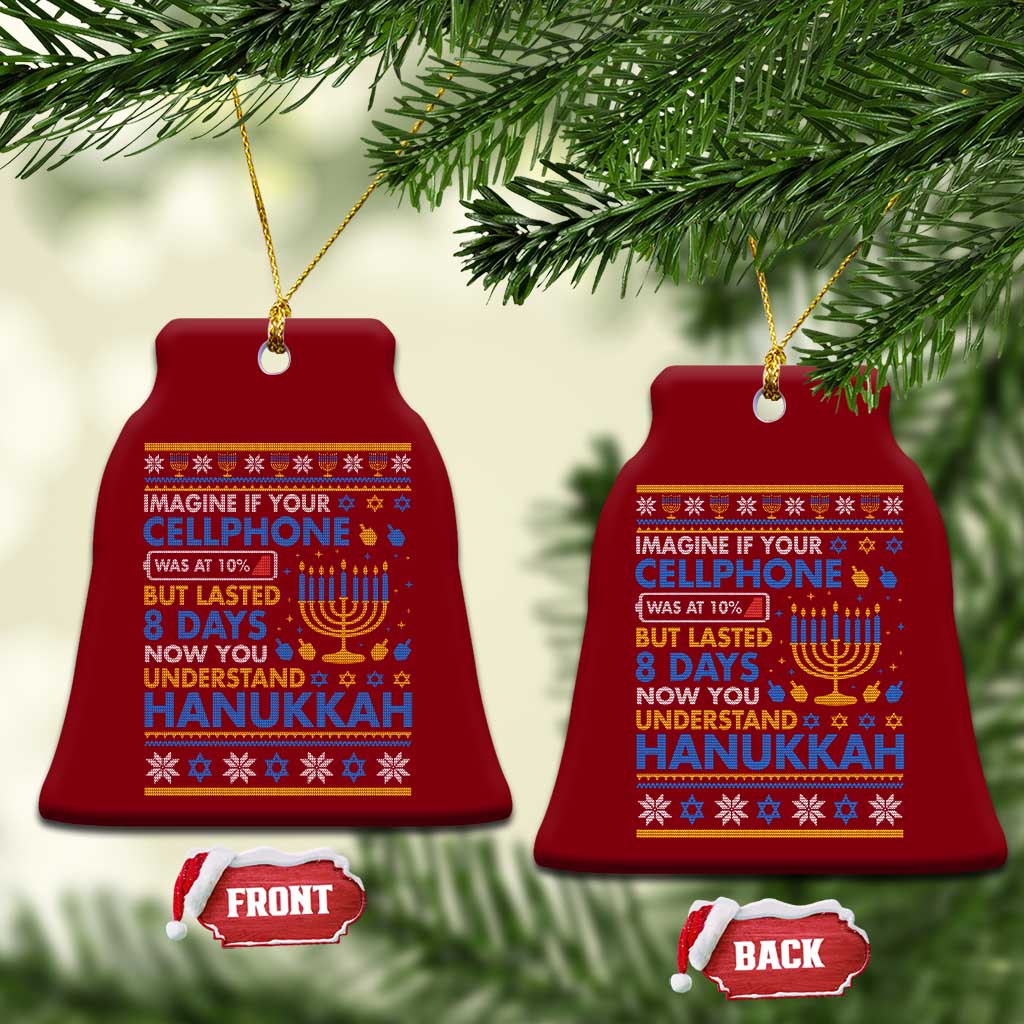 Funny Ugly Hanukkah Ceramic Ornament Imagine Your Cellphone Chanukah Jewish TS10 Print Your Wear