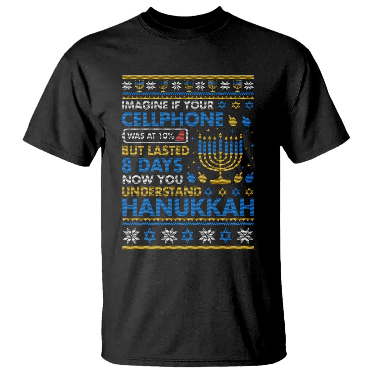 Funny Ugly Hanukkah T Shirt Imagine Your Cellphone Chanukah Jewish TS10 Black Print Your Wear