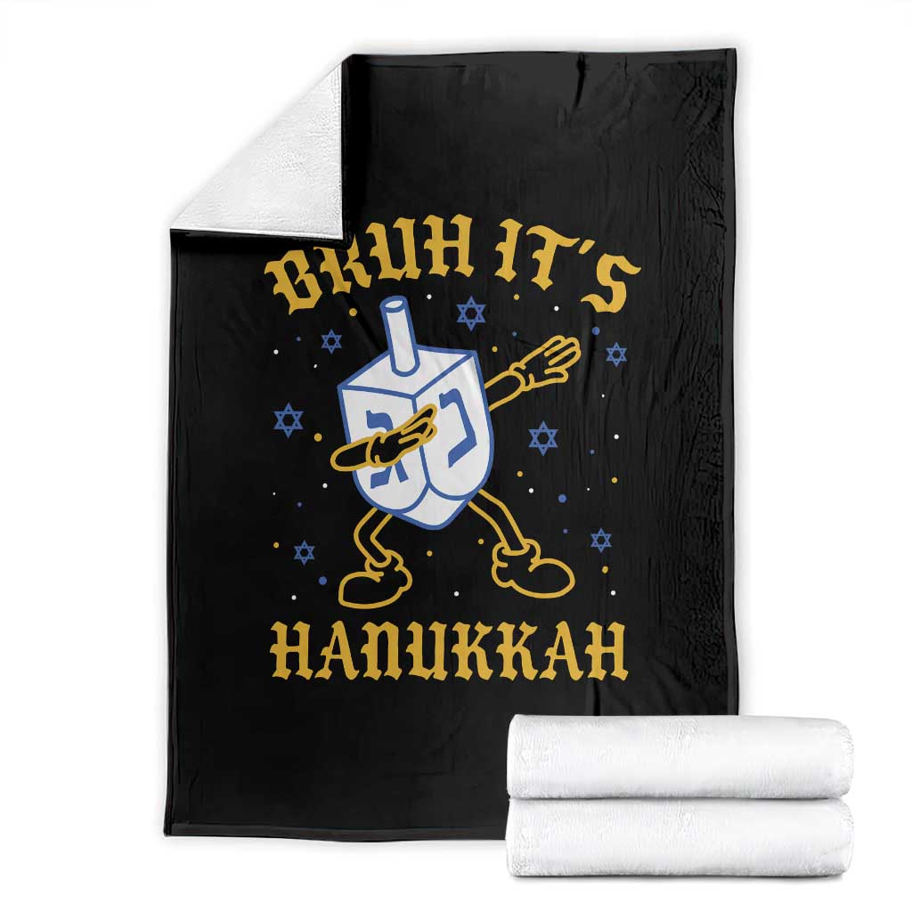 Bruh Hanukkah Throw Blanket Funny Dabbing Dreidel Love Jewish Chanukah Jew Gift TS10 Black Print Your Wear