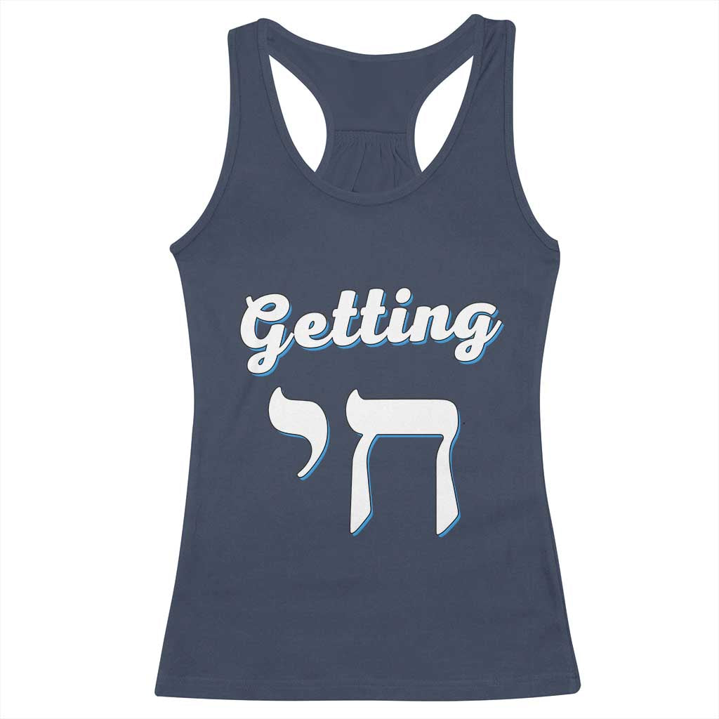 Funny Jewish Racerback Tank Top Getting Chai High Hanukkah Humor TS10 Navy Print Your Wear