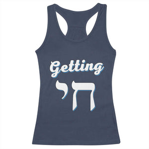 Funny Jewish Racerback Tank Top Getting Chai High Hanukkah Humor TS10 Navy Print Your Wear