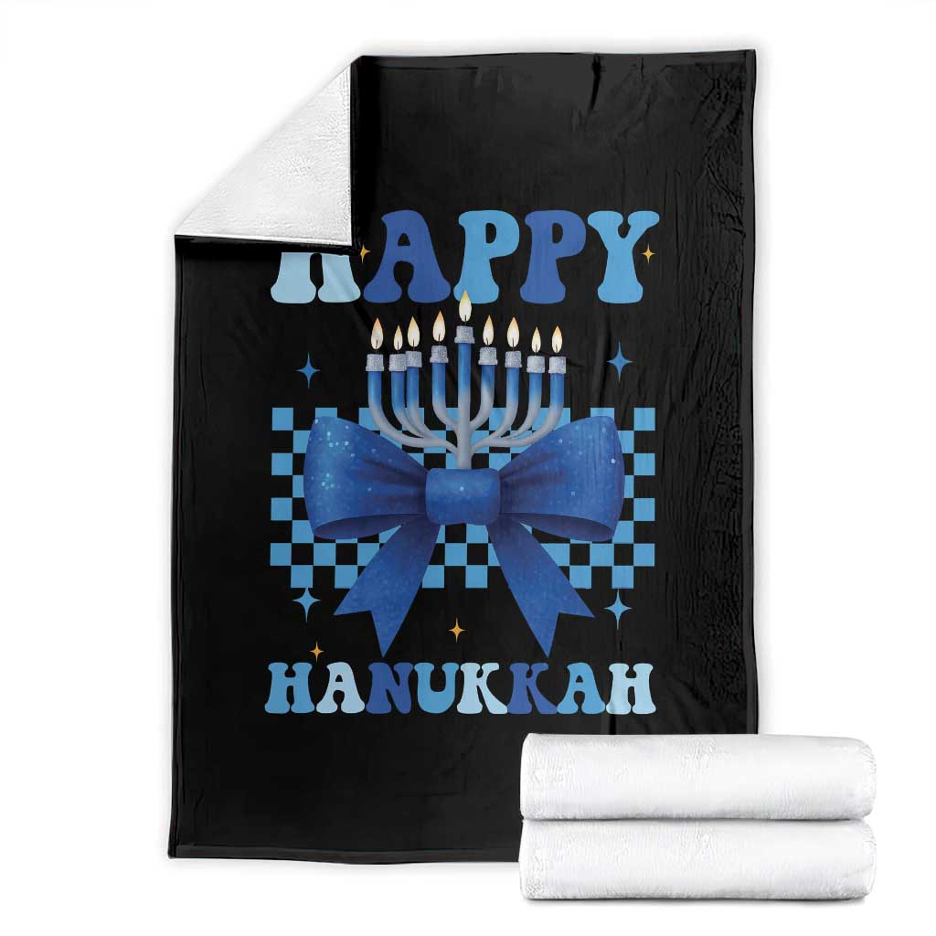 Coquette Hanukkah Throw Blanket Jewish Menorah Bow Girls TS10 Black Print Your Wear