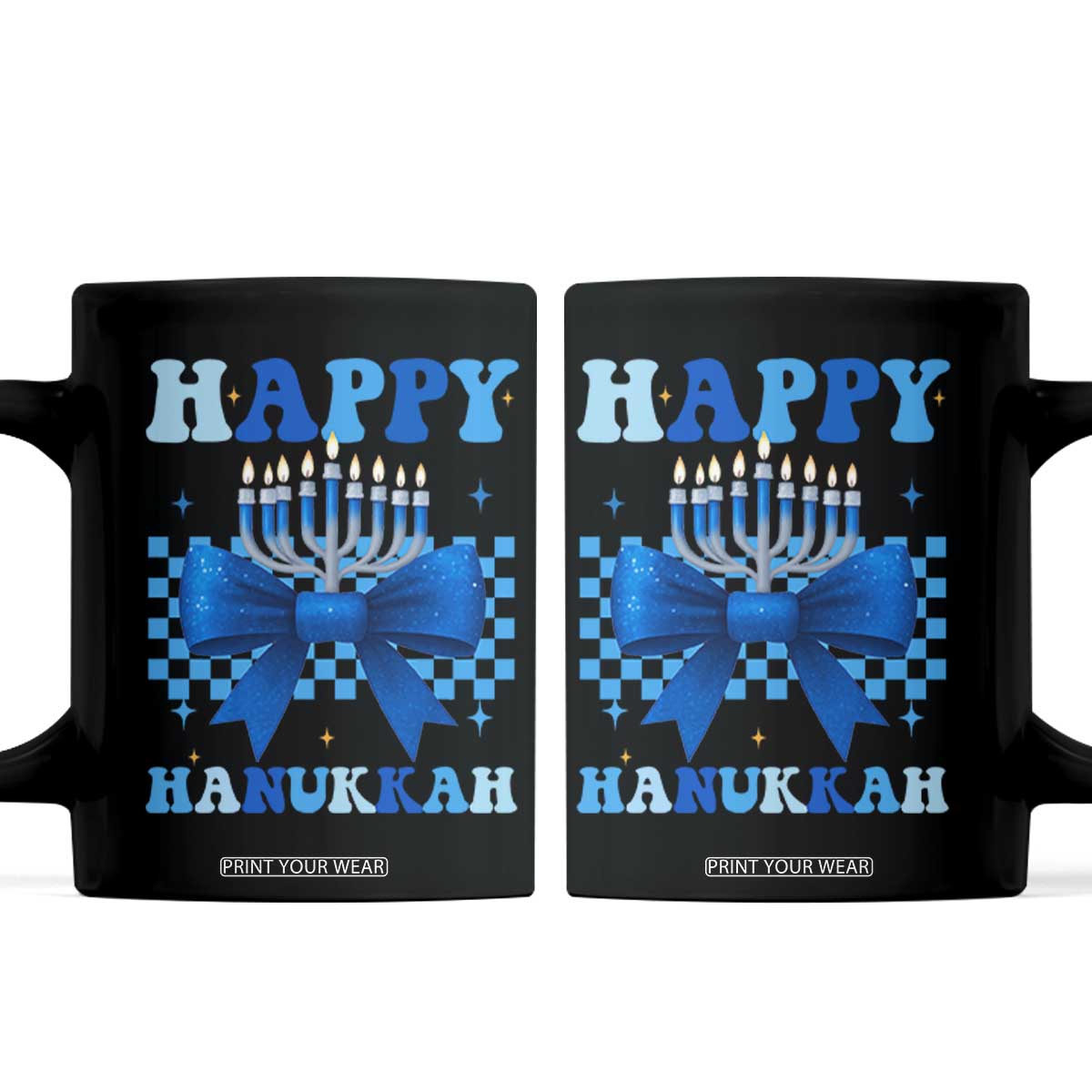 Coquette Hanukkah Coffee Mug Jewish Menorah Bow Girls TS10 Black Print Your Wear